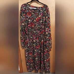 Croft & Barrow 3X Multicolor Paisley Long Sleeve Dress